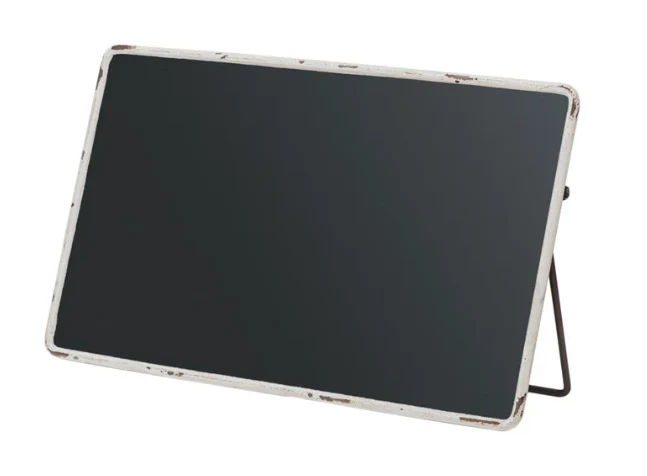 Metal Chalkboard w White Frame & Stand