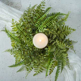 14" MIXED FERN CANDLE RING