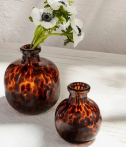 Glass Vase Tortise Shell Finish, 2 Styles Sold Separately