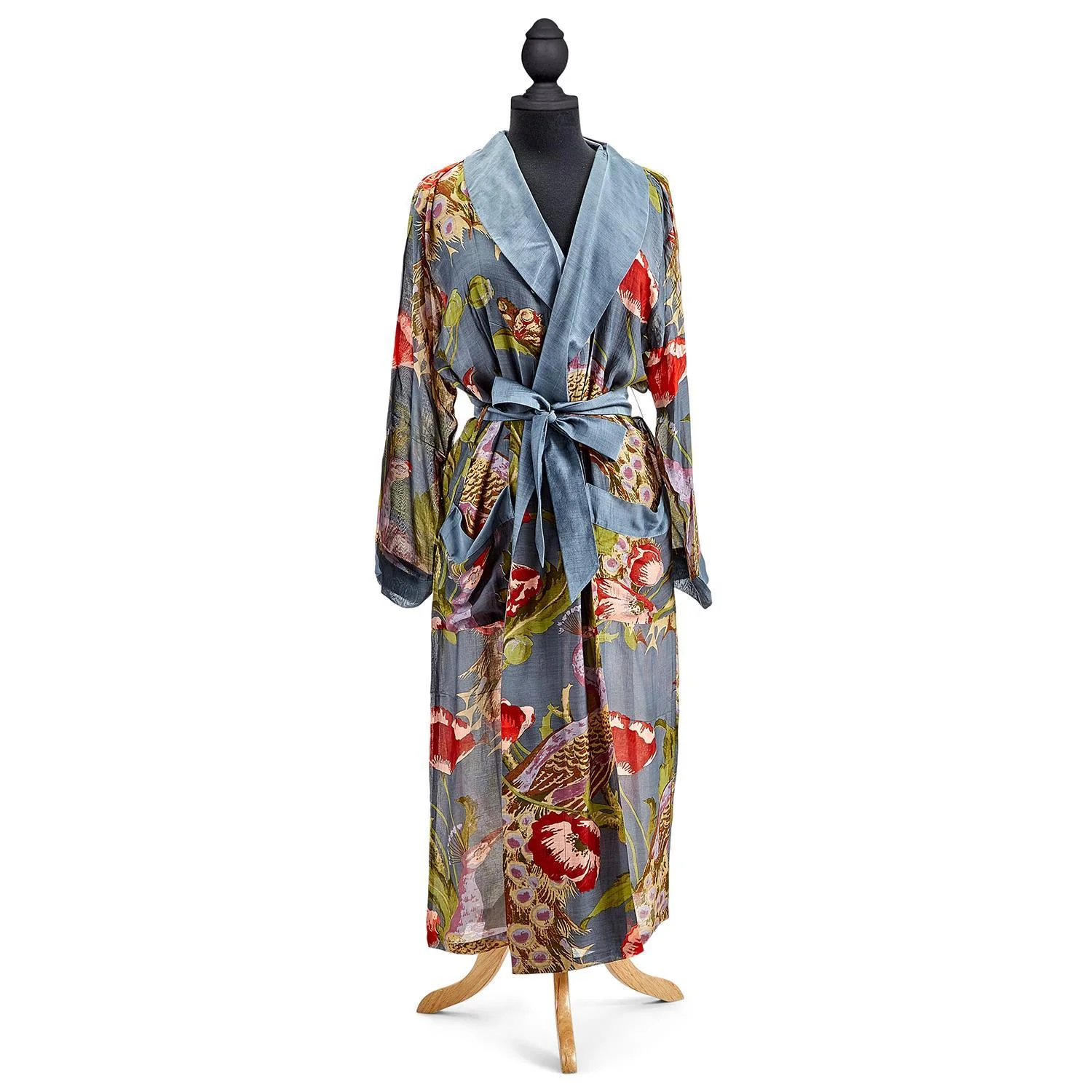 2 Chic- Poppies and Peacock Robe Gown