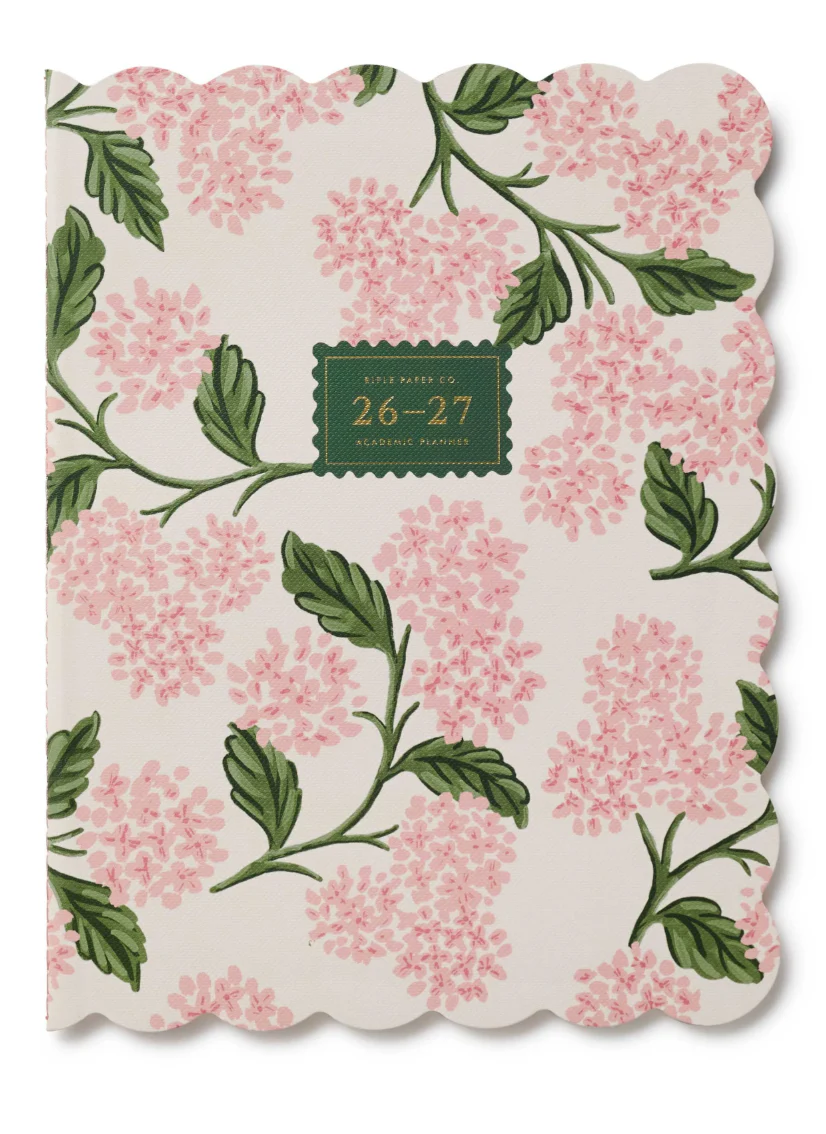 2027 Pink Hydrangea 12-Month Academic Appointment Notebook
