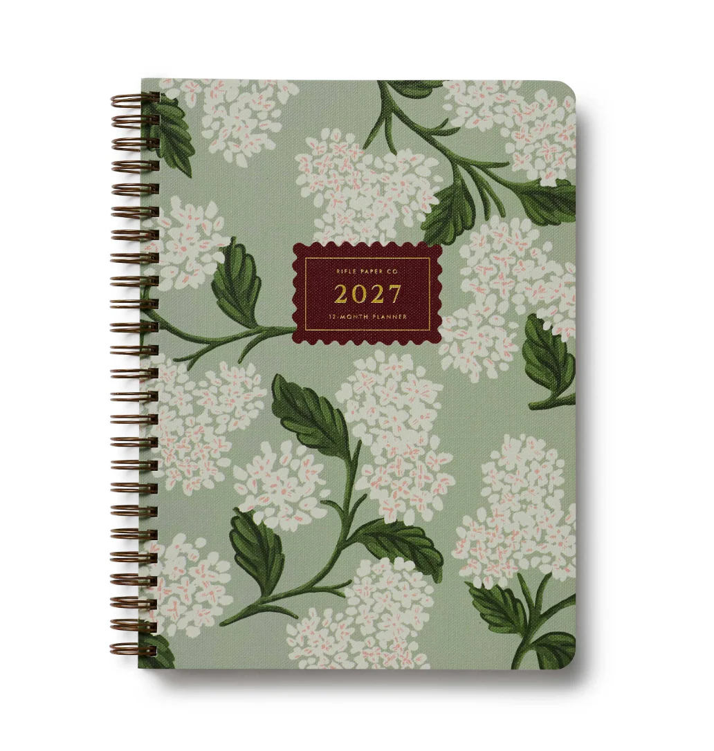 2027 Sage Hydrangea 12-Month Softcover Spiral Planner