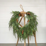 28" CEDAR & CONES HANGING WREATH