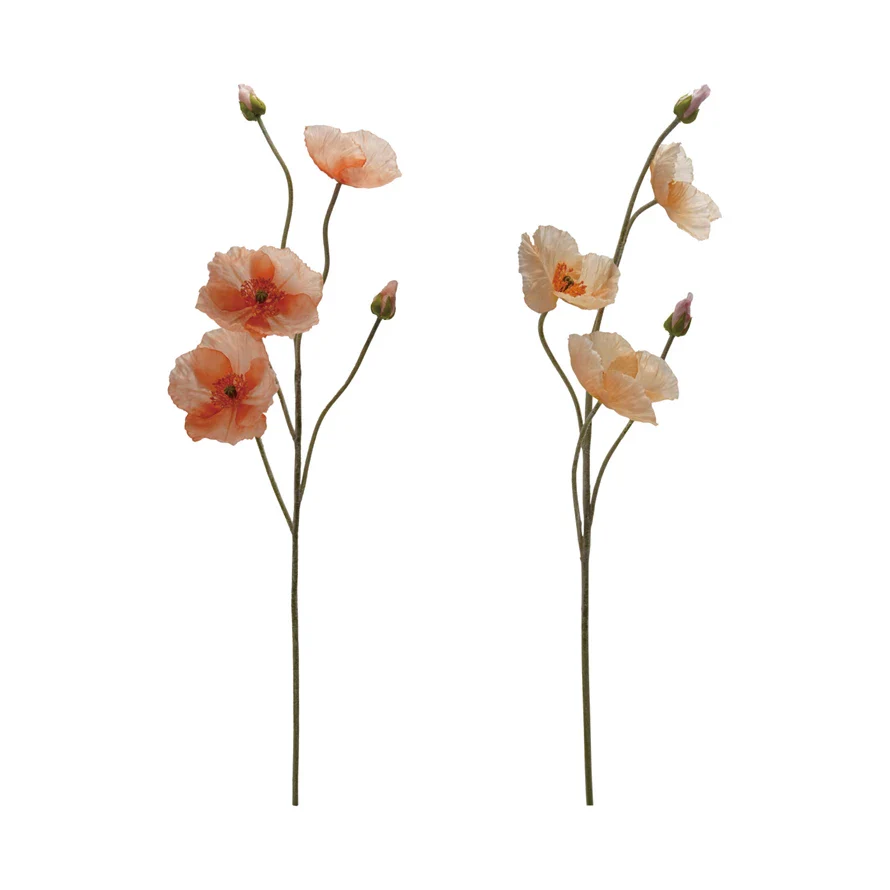 Faux Poppy Flower Pick 2 Colors