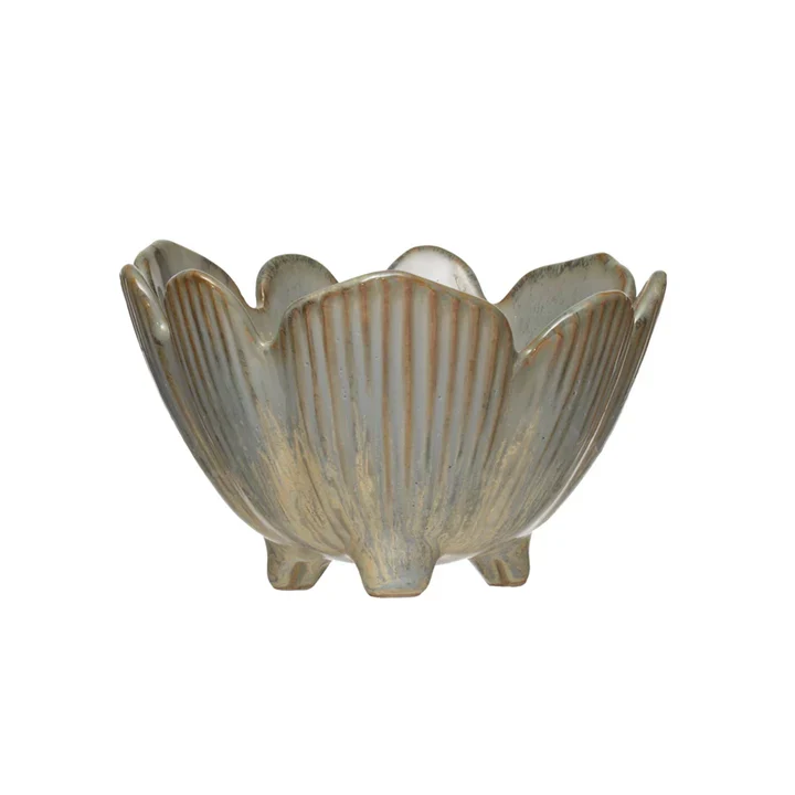 Porcelain Flower Bowl, Glaze, Blue