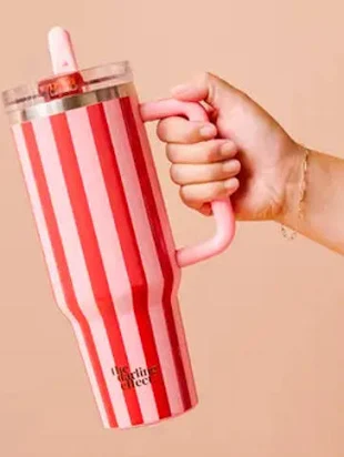 40 oz Lifestyle Flip Straw Tumbler-Peppermint Stri