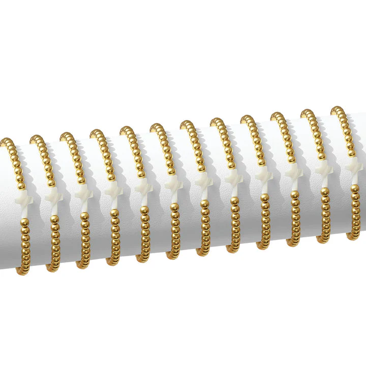 4mm Bracelet with Shell Cross