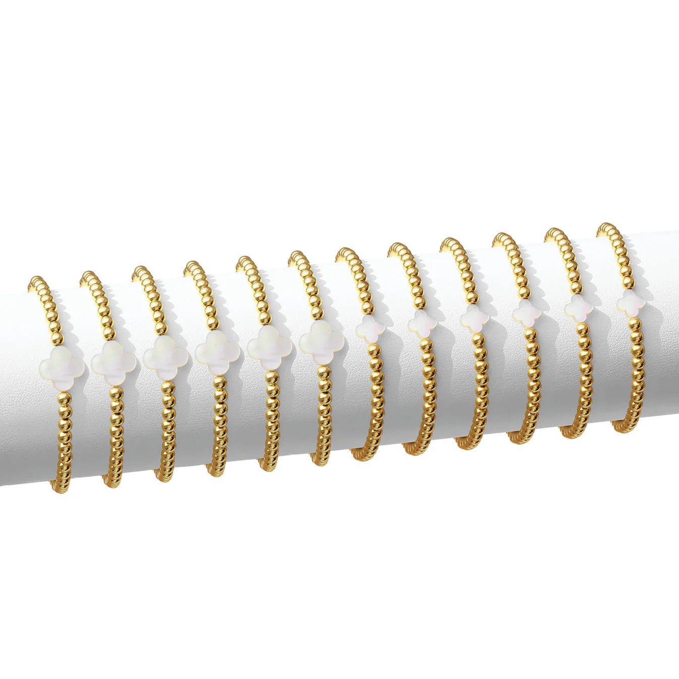 4mm Bracelet with Shell Quatrefoil Accents