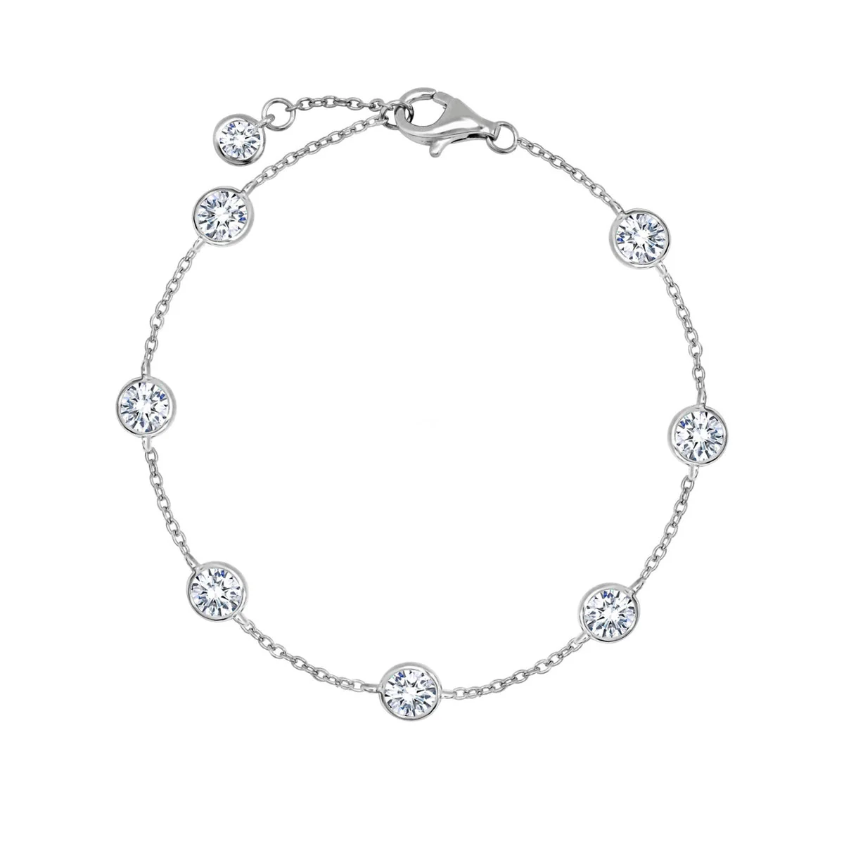 4mm Station Anklet Finished in Platinum