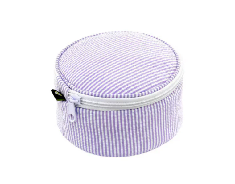 6" Lilac Seersucker Button Bag