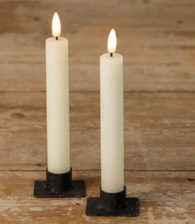 7.25' Cream Shimmer Taper Candle 3D Flame