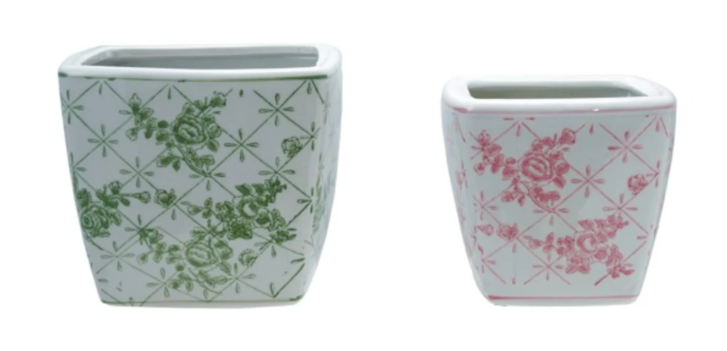7" Sq x 6"H Stoneware Planter Sold Separately