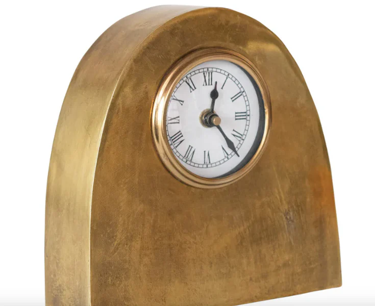 Iron Mantel Clock, Antique Gold Finish