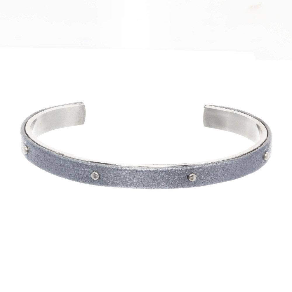 a.v. max - 1/4" Studded Leather Wrapped Cuff: Red/Gold - Image 4
