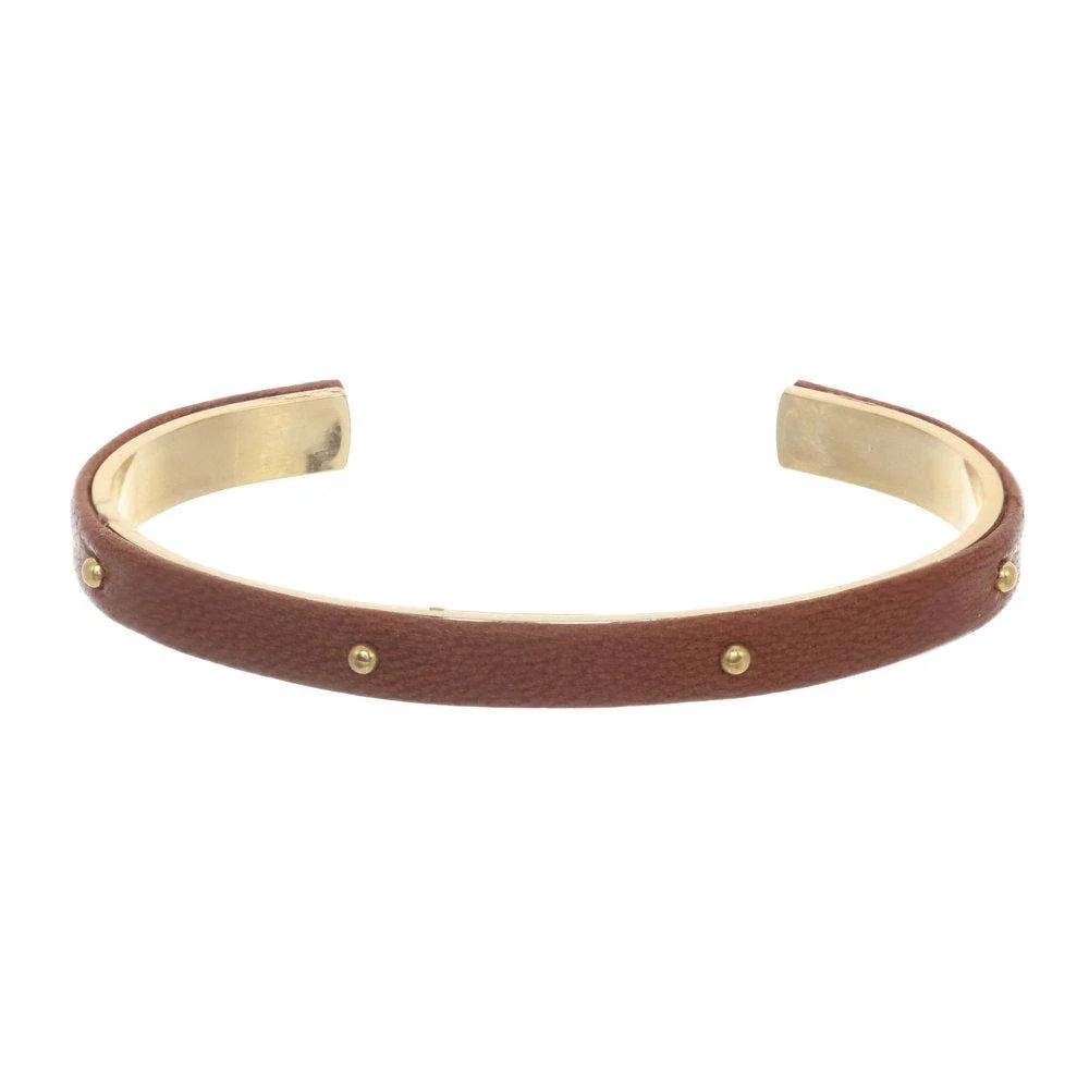 a.v. max - 1/4" Studded Leather Wrapped Cuff: Red/Gold - Image 5
