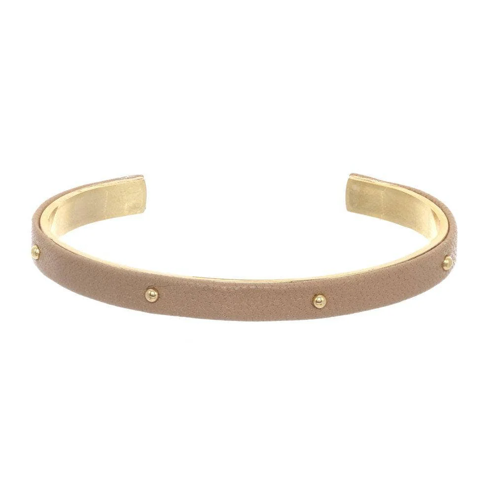a.v. max - 1/4" Studded Leather Wrapped Cuff: Red/Gold - Image 6