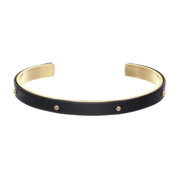 a.v. max - 1/4" Studded Leather Wrapped Cuff: Red/Gold - Image 7
