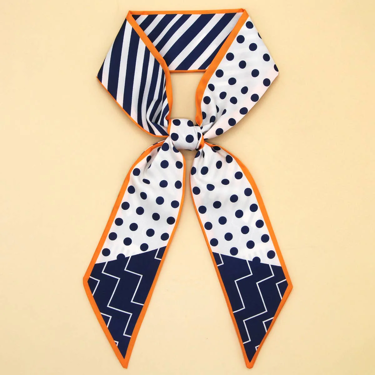 ACCITY - Floral Letter Scarf Purse Tie Ribbon : BLUEWHITE / (OS)