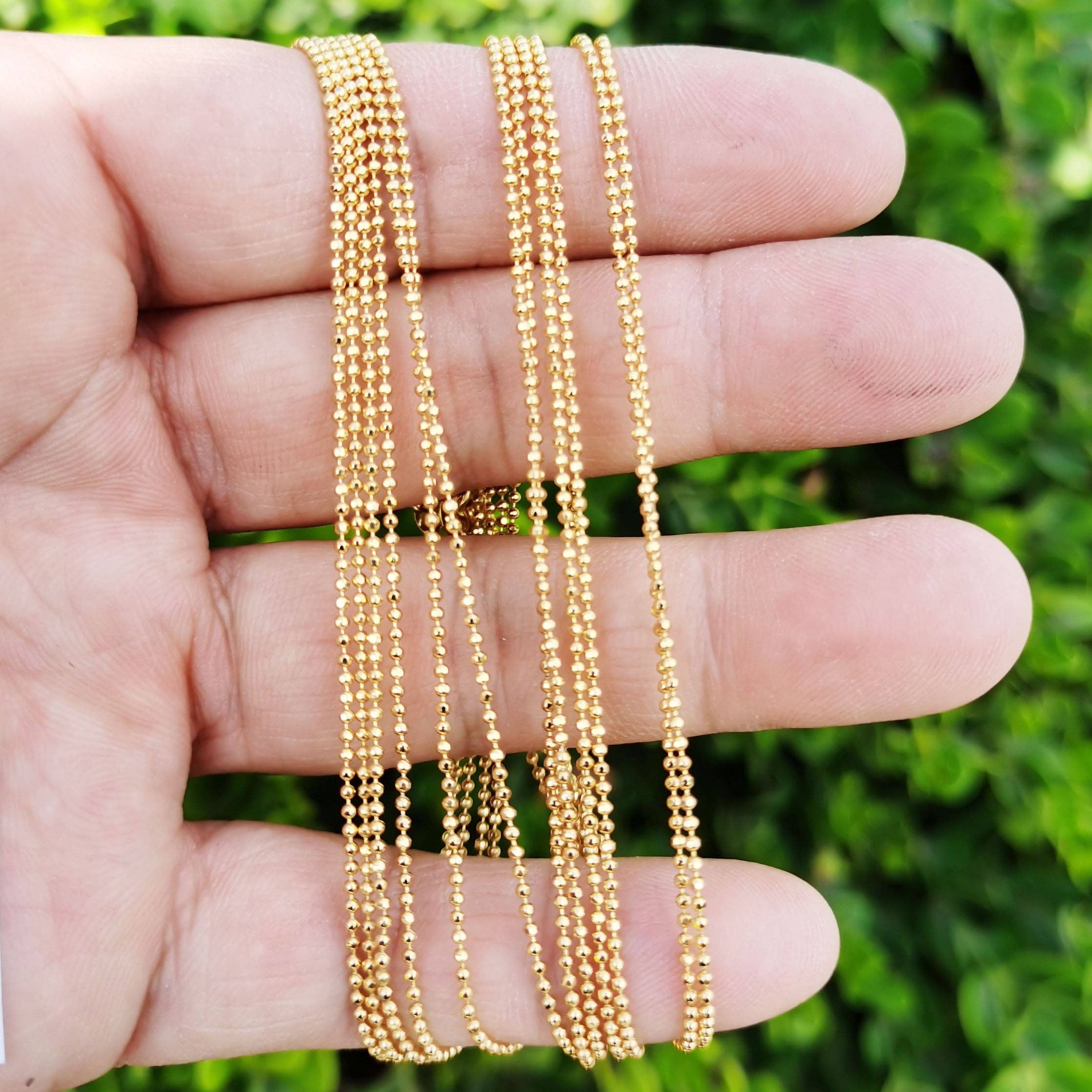 Aim Eternal - 24K Gold Filled 1.5mm Dainty Round Beaded 18 Inch Layering Chain Necklace | WA-200