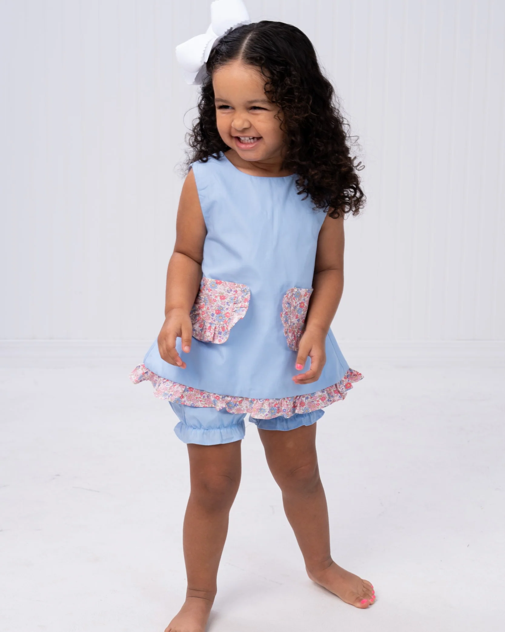Alexander Blue With Pink Floral Bloomer Set - Image 2