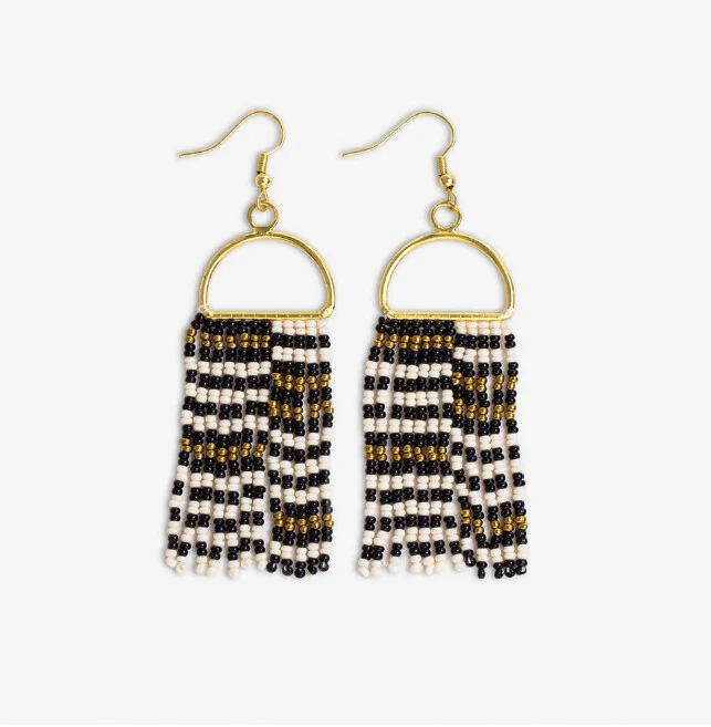 Allison horizontal striped earrings Black/Ivory