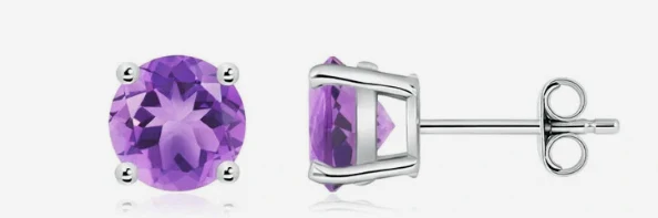 Crisulu February Birthstone Amethyst Stud Earrings 2.00 CTTW In Pure Platinum - Image 2