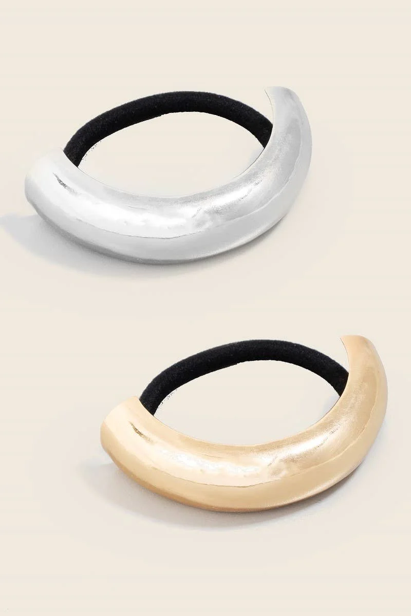 Anarchy Street - 2Pc Gold And Silver Cuff Hair Tie Set: Assorted