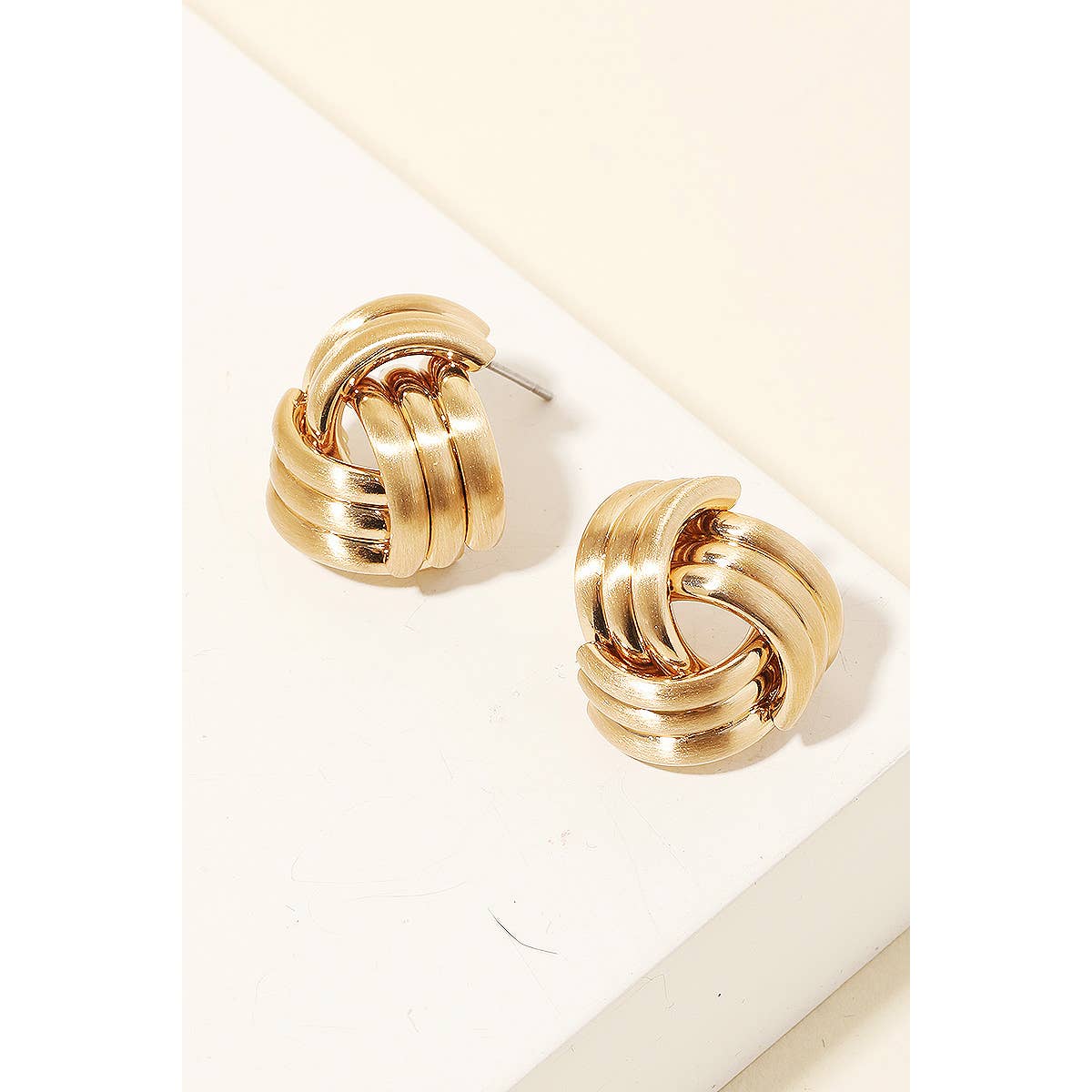 Anarchy Street - Brushed Metallic Triangle Layered Drop Earrings: PSG