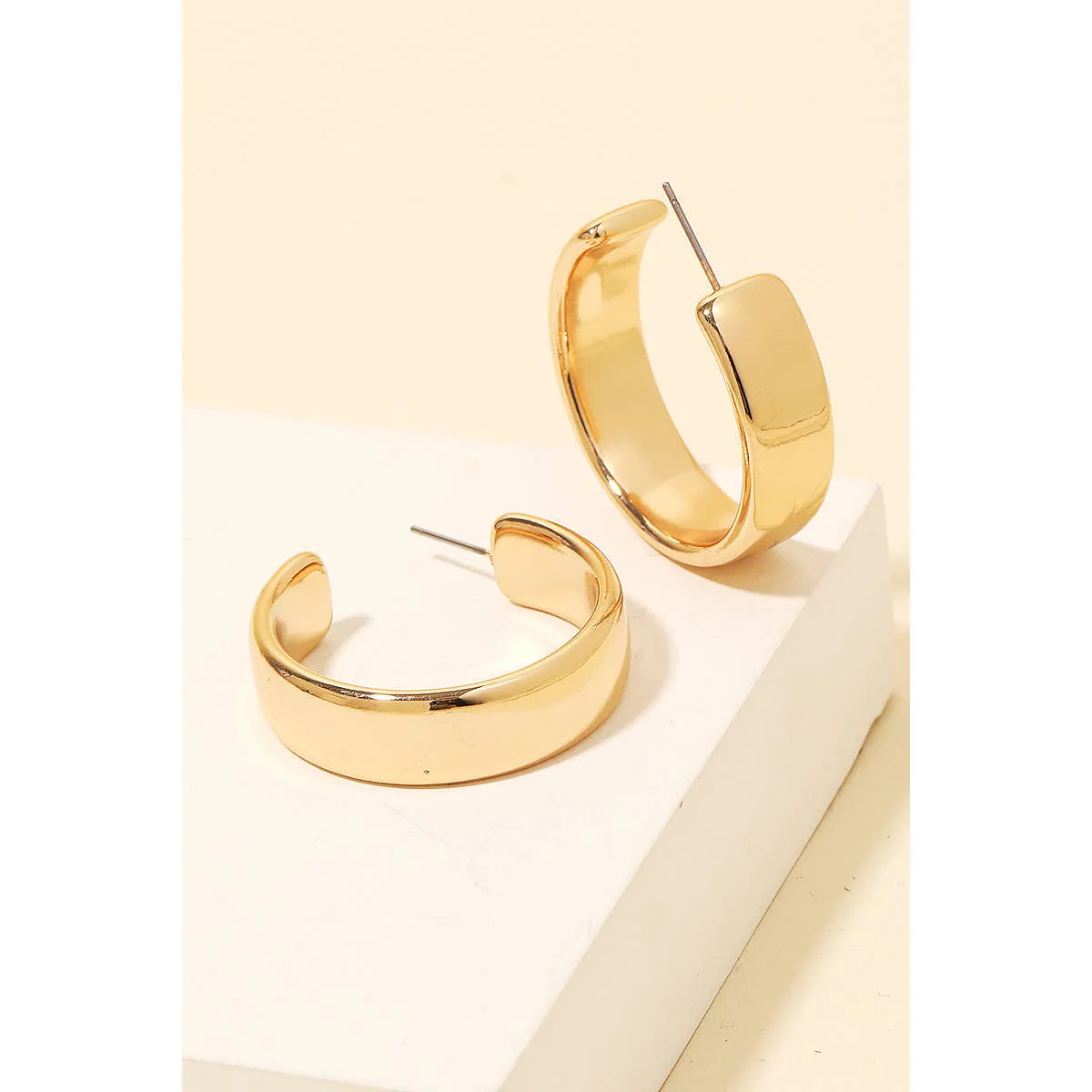 Anarchy Street - Large Wide Rounded Metallic Hoop Earrings: S - Image 2