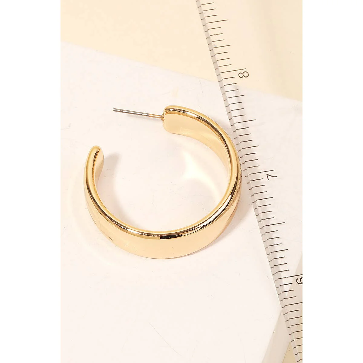 Anarchy Street - Large Wide Rounded Metallic Hoop Earrings: S - Image 3