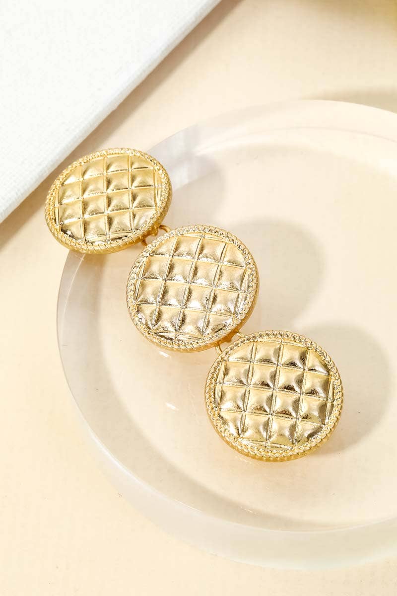 Anarchy Street - Matte Triple Disc Drop Earrings: GDCIR - Image 2