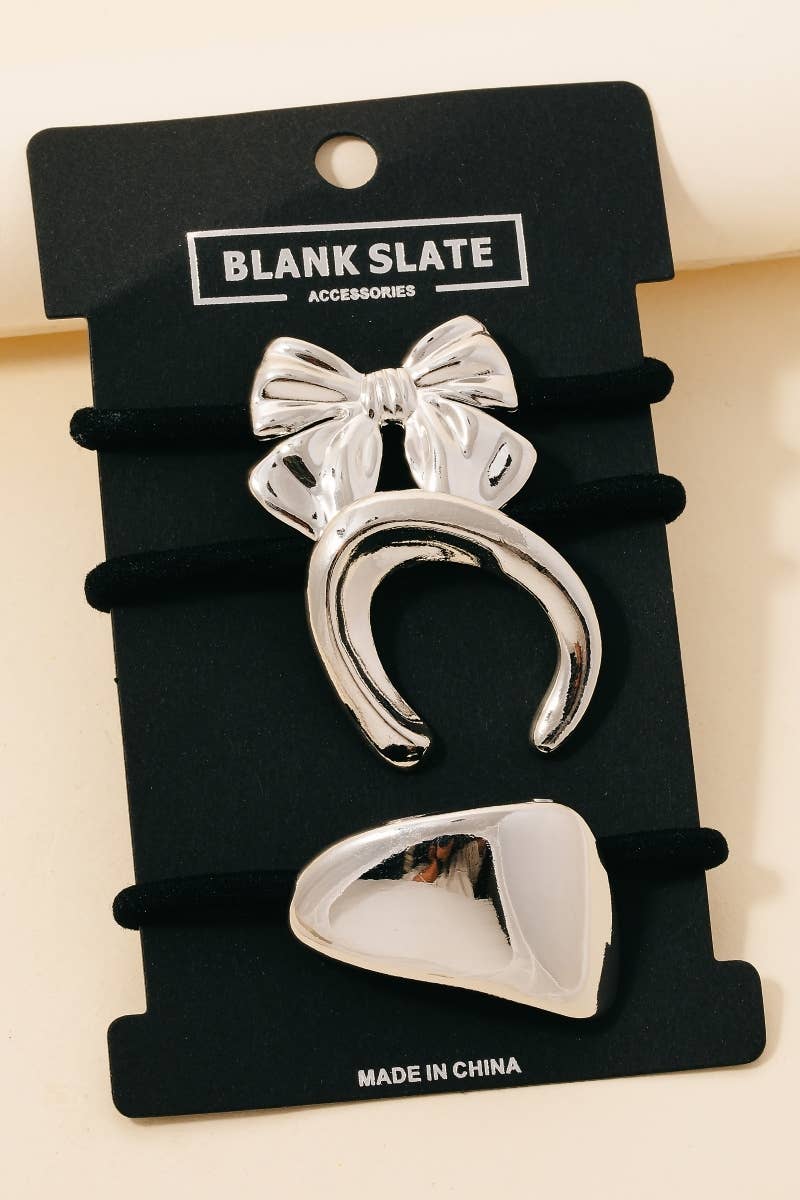 Anarchy Street - Metallic Ribbon And Shapes Hair Tie Set: G - Image 4