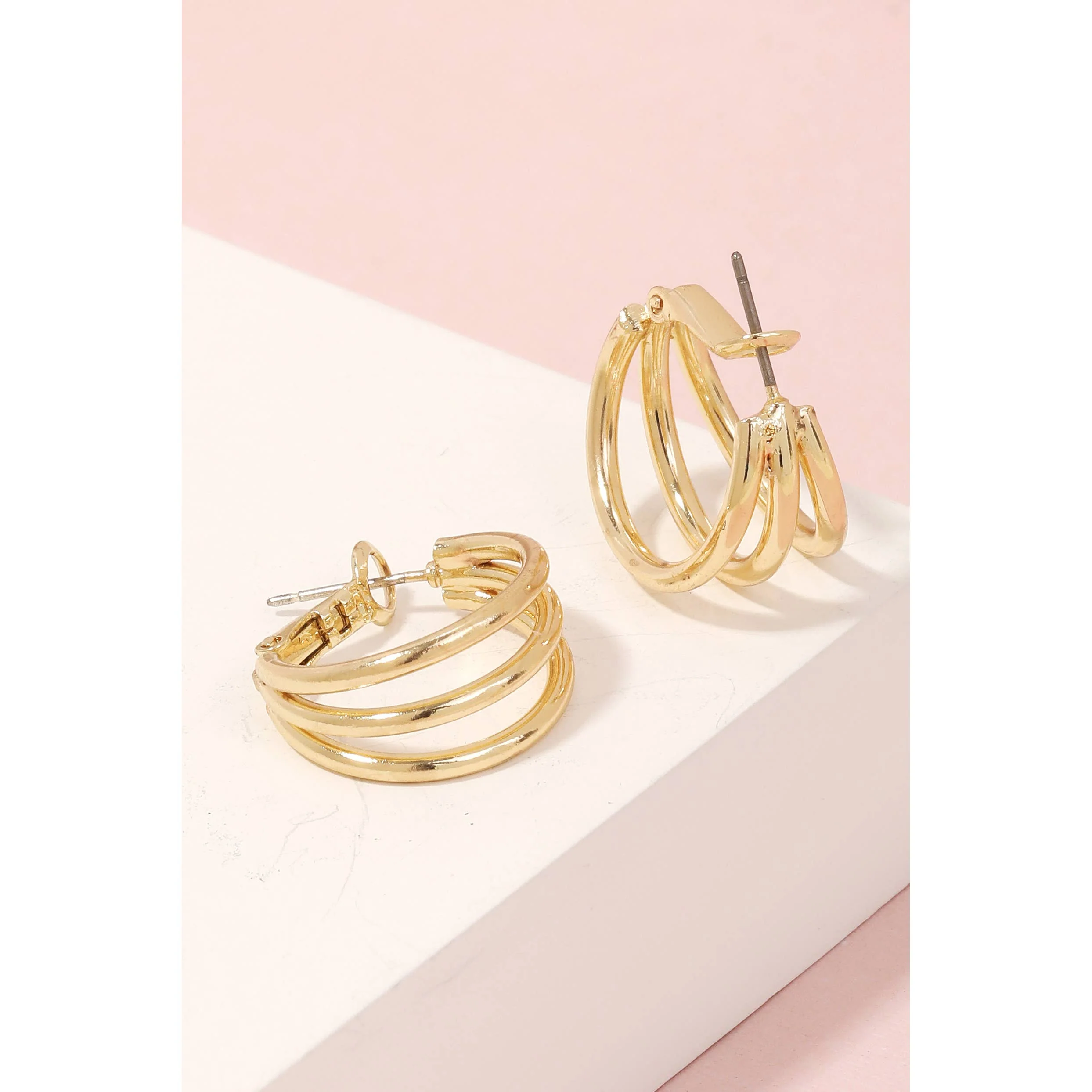 Anarchy Street - Mini Three Line Hoop Earrings: G