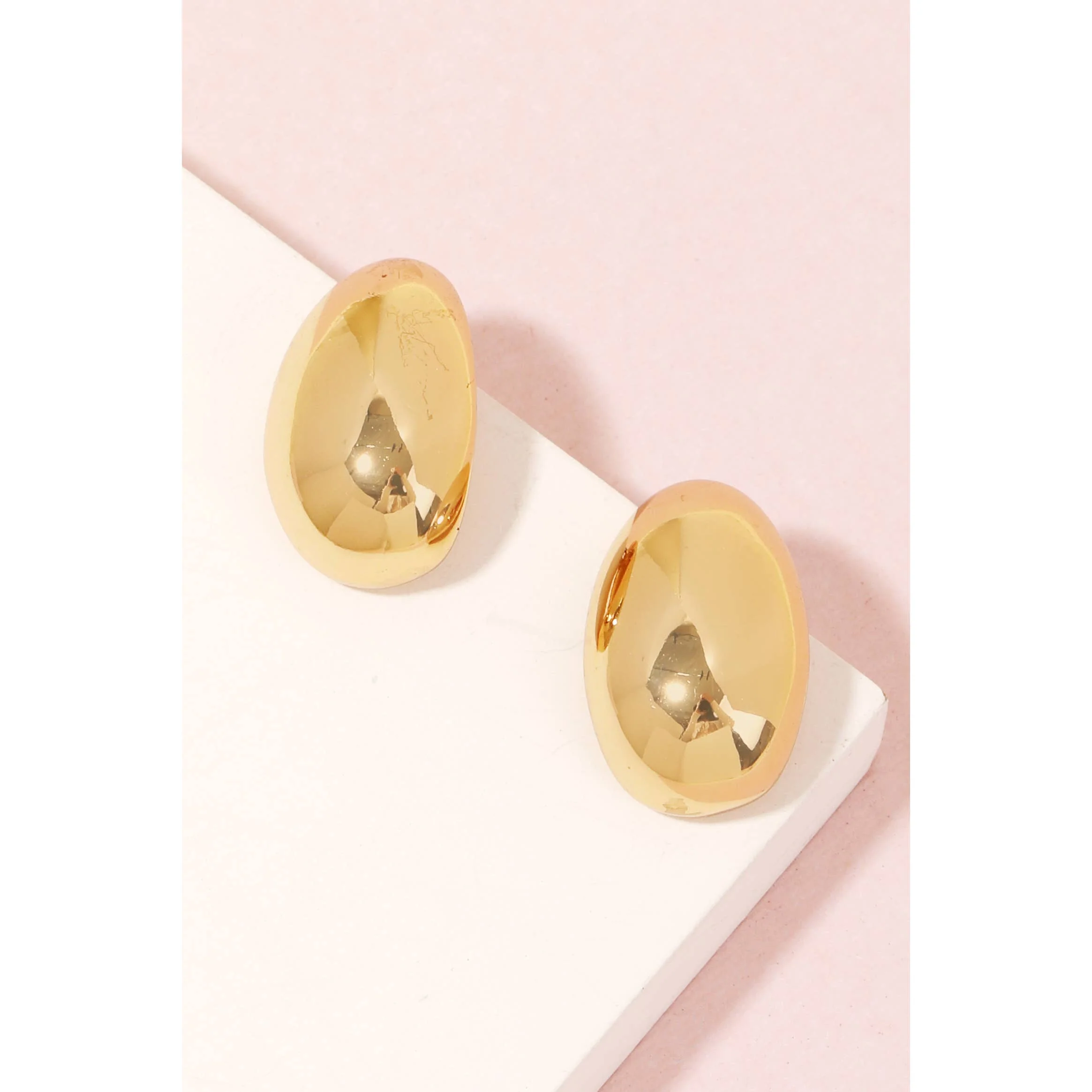 Anarchy Street - Oval Metallic Stud Earrings: G