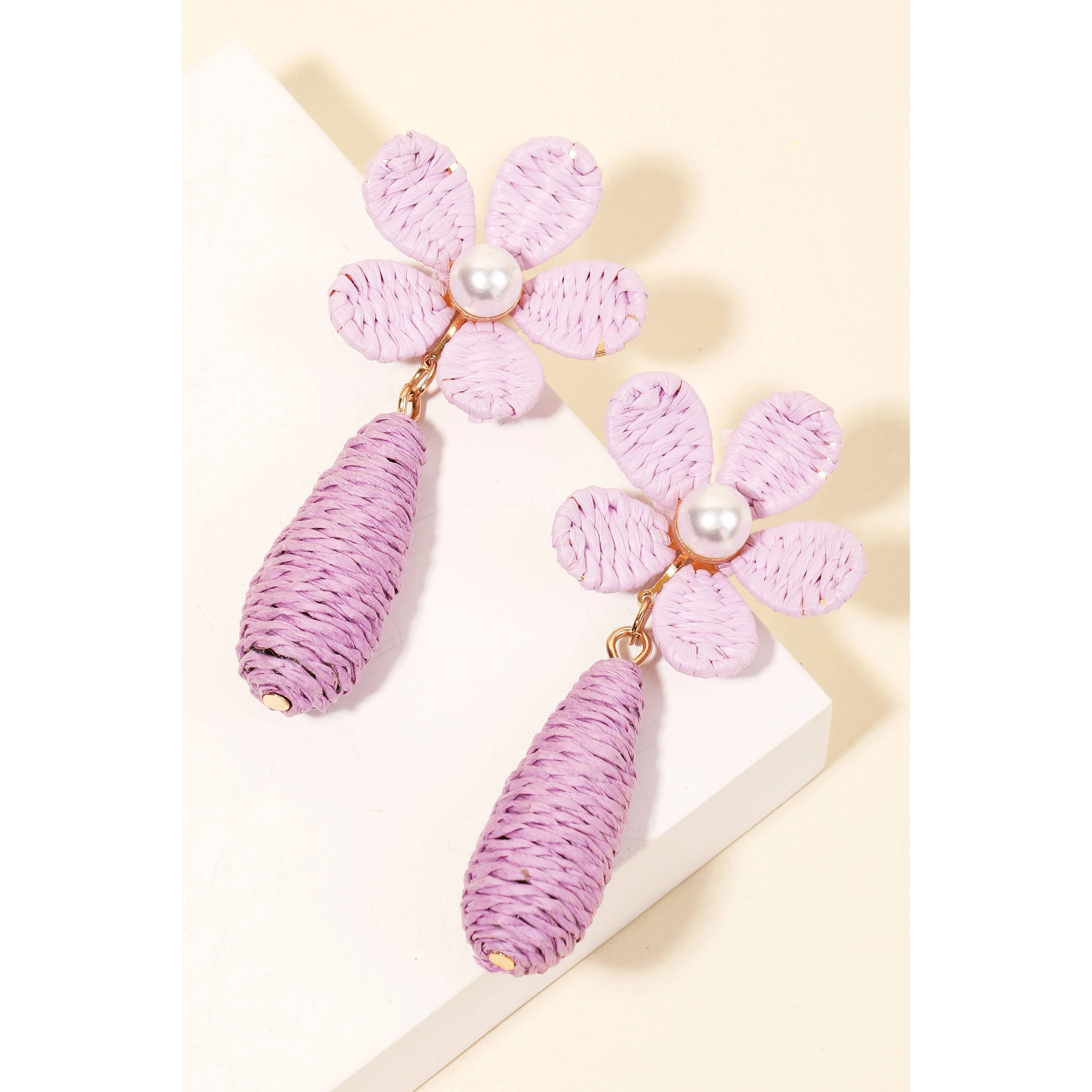 Anarchy Street - Pearl Stud Braided Flower And Tear Dangle Earrings: BK - Image 6