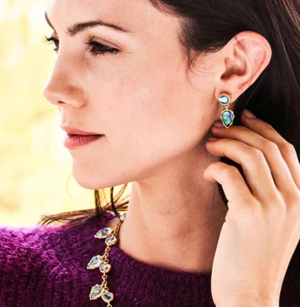Aurora Small Drop Post Earrings- Abalone - Image 2