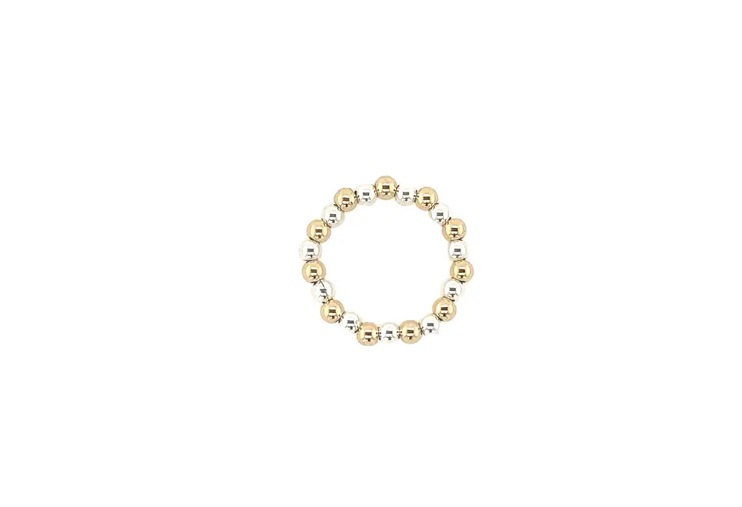 bara boheme - "3MM 2-TONE" 14k gold-filled ball Stretchy beaded Ring: 8