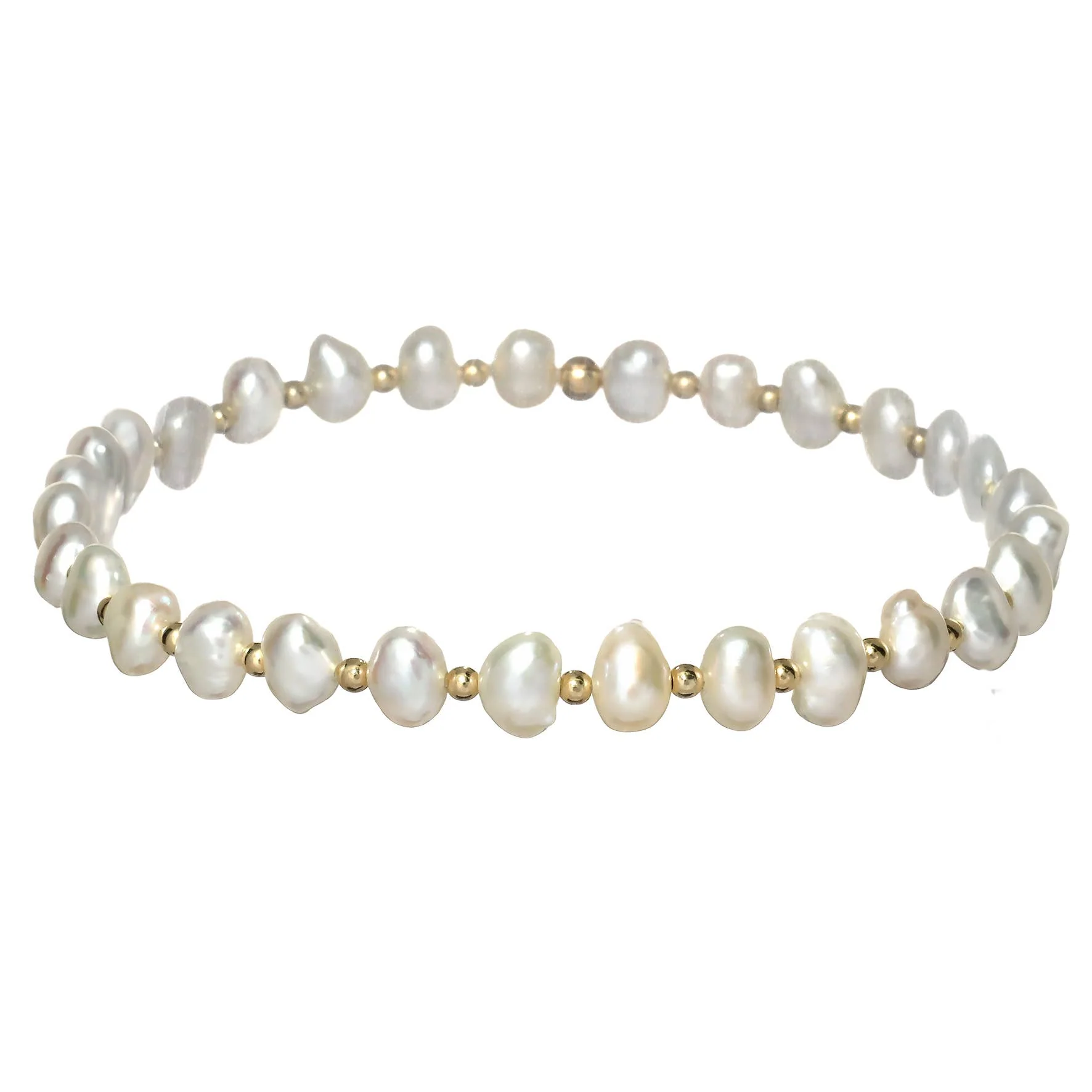 bara boheme - "AMELIA" 14K Gold Filled Bracelet: STERLING SILVER / Stretchy 6.5"