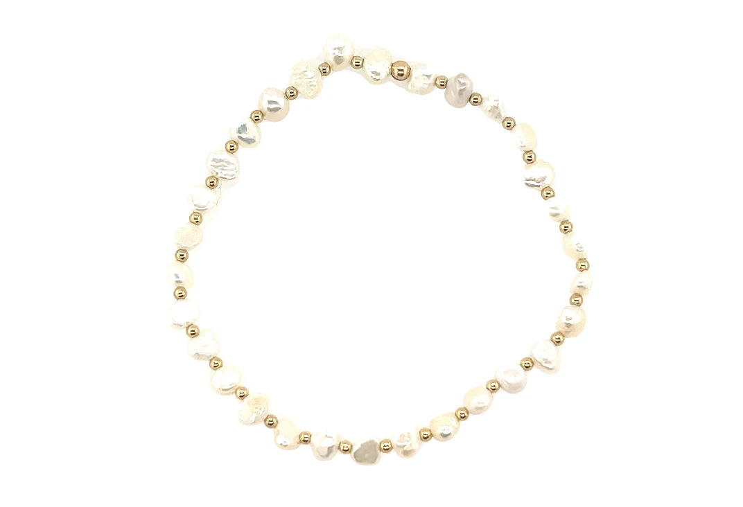 bara boheme - "AMELIA" 14K Gold Filled Bracelet: STERLING SILVER / Stretchy 6.5" - Image 3