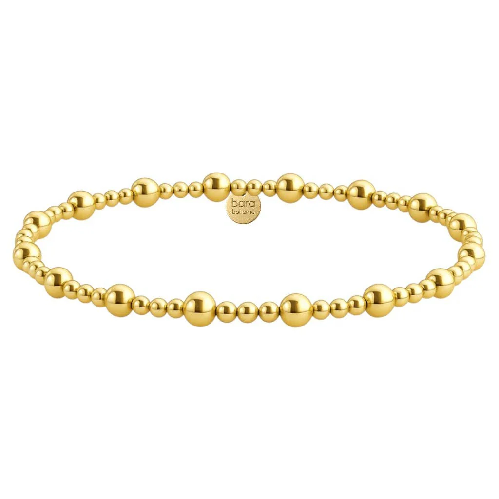 bara boheme - Angelina | Gold Filled Beaded Bracelet: 2Tone SS / STRETCHY 6.5 - Image 2