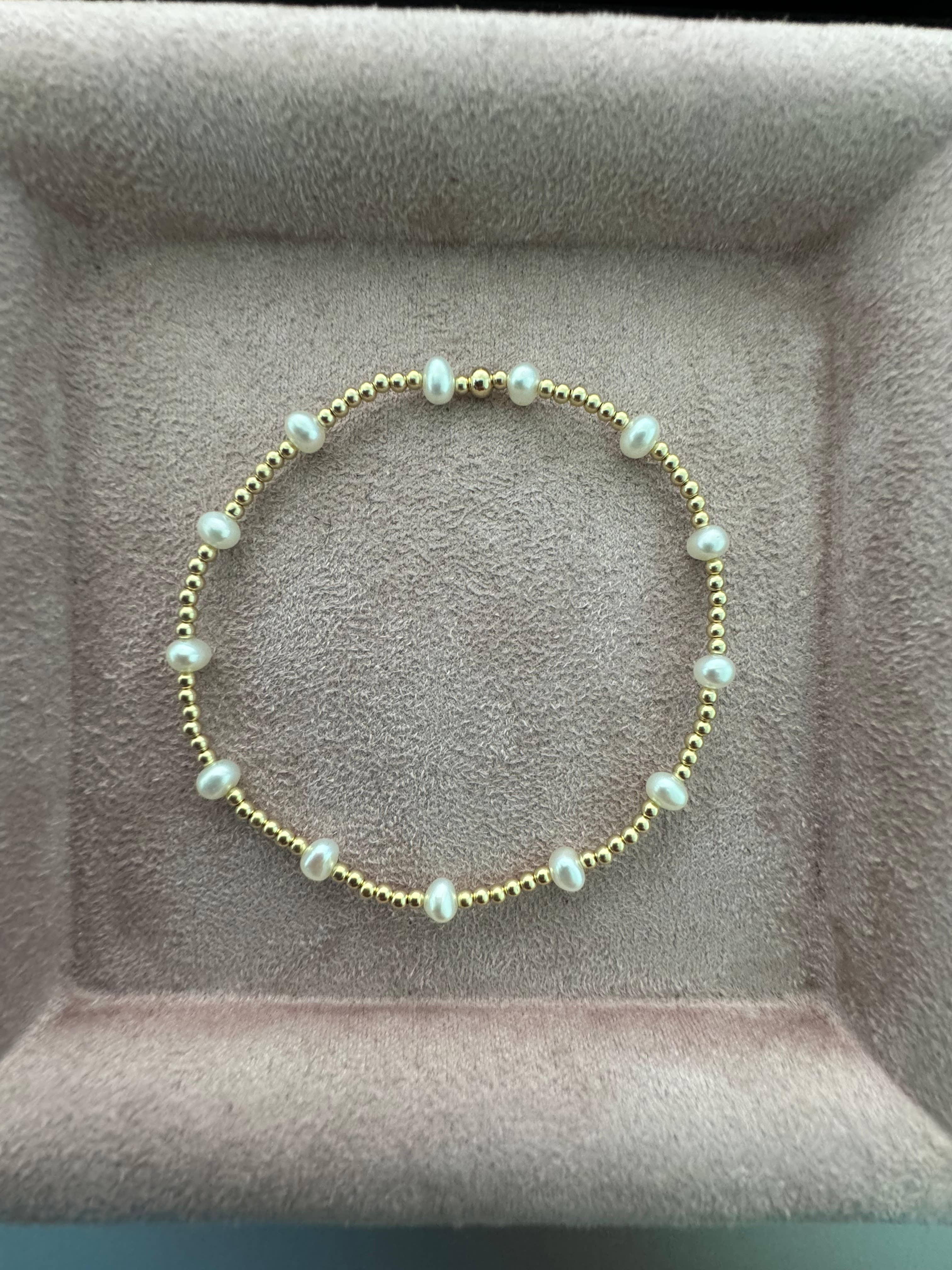 "BARA" 14K Gold filled Bracelet: Gold Filled / Stretchy 6.5" - Image 2