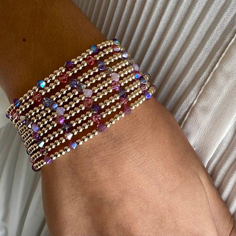 bara boheme - Crystal BTY | Gold Filled Beaded Bracelet: Chrysolite / 14KG Filled / Stretchy 6.5" - Image 3