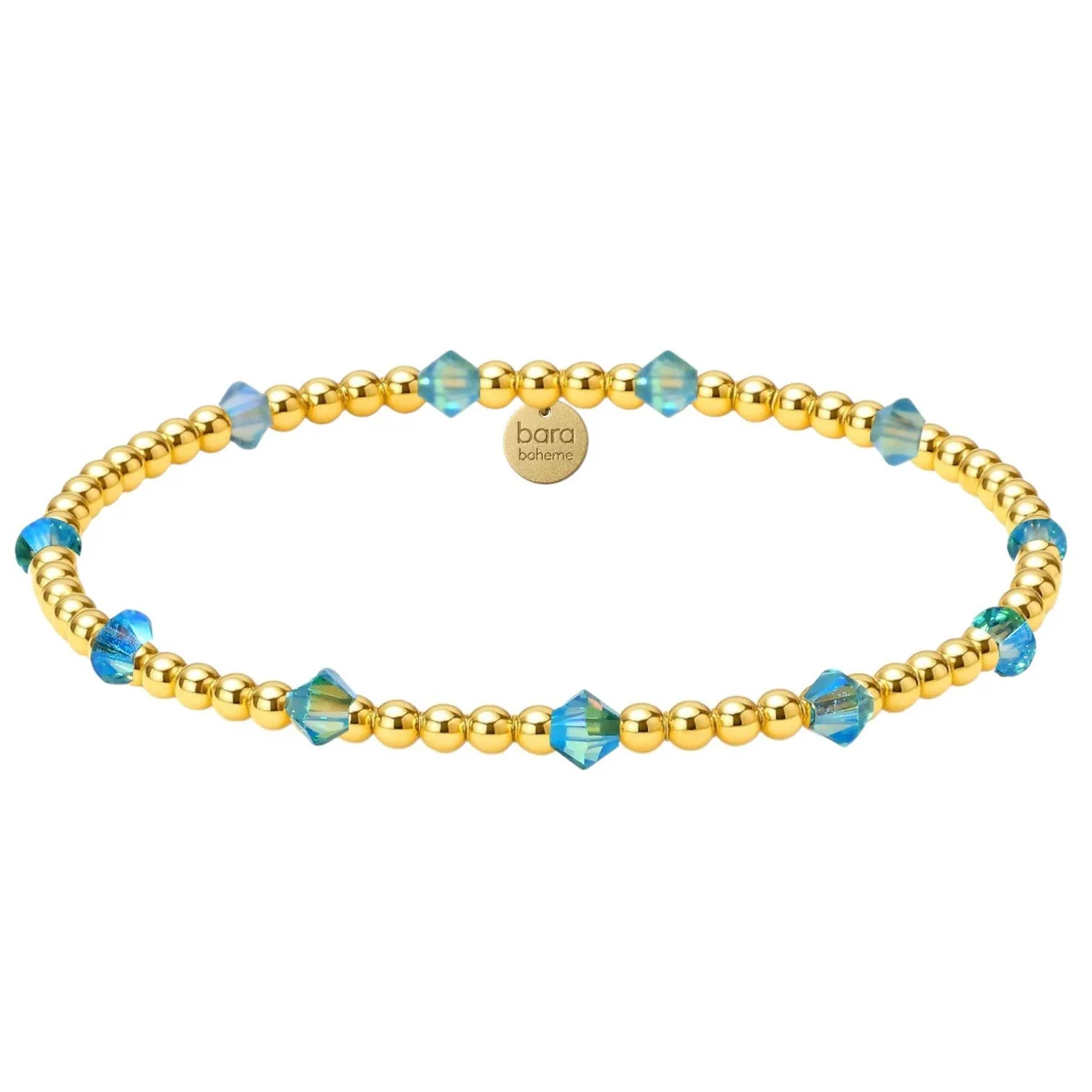 bara boheme - Crystal BTY | Gold Filled Beaded Bracelet: Light Azore / 14KG Filled / Stretchy 6.5" - Image 2