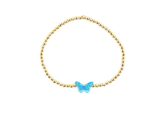 Kids Butterfly Bracelet: Fuschia / Gold Filled - Image 2
