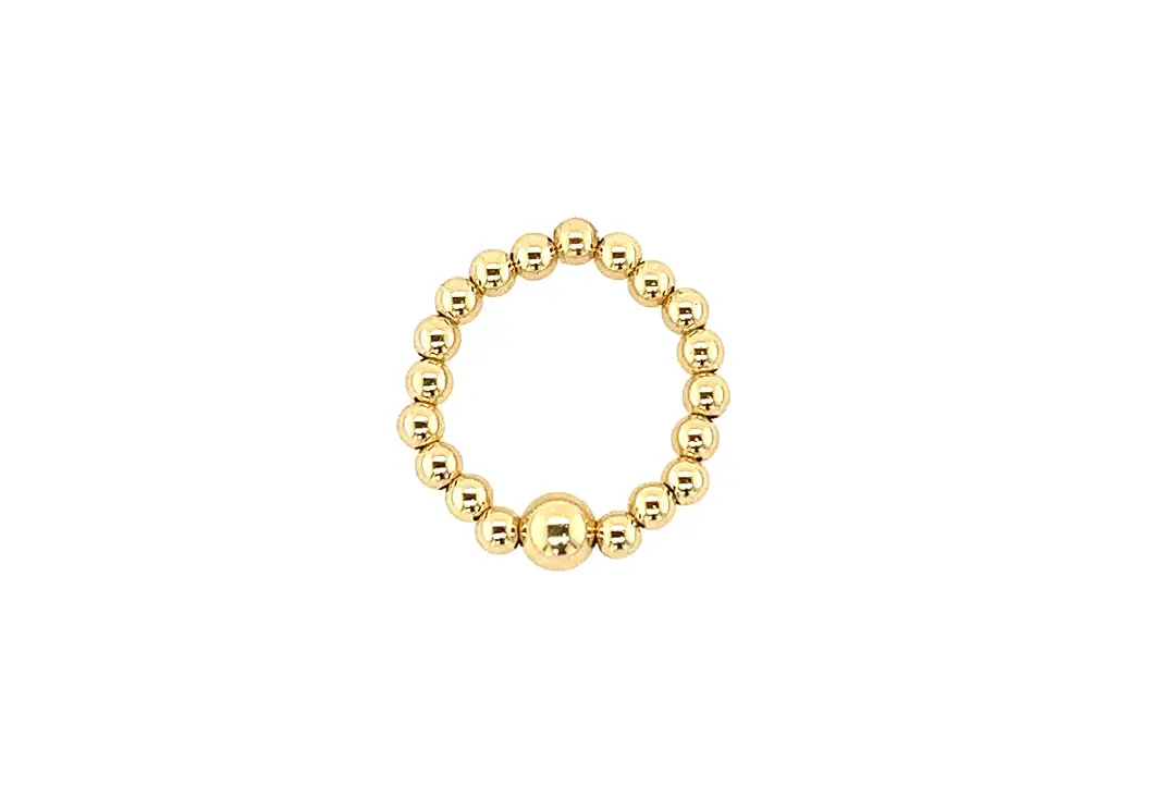 "Vanessa" 14k gold-filled ball Stretchy beaded Ring: STERLING SILVER / 7