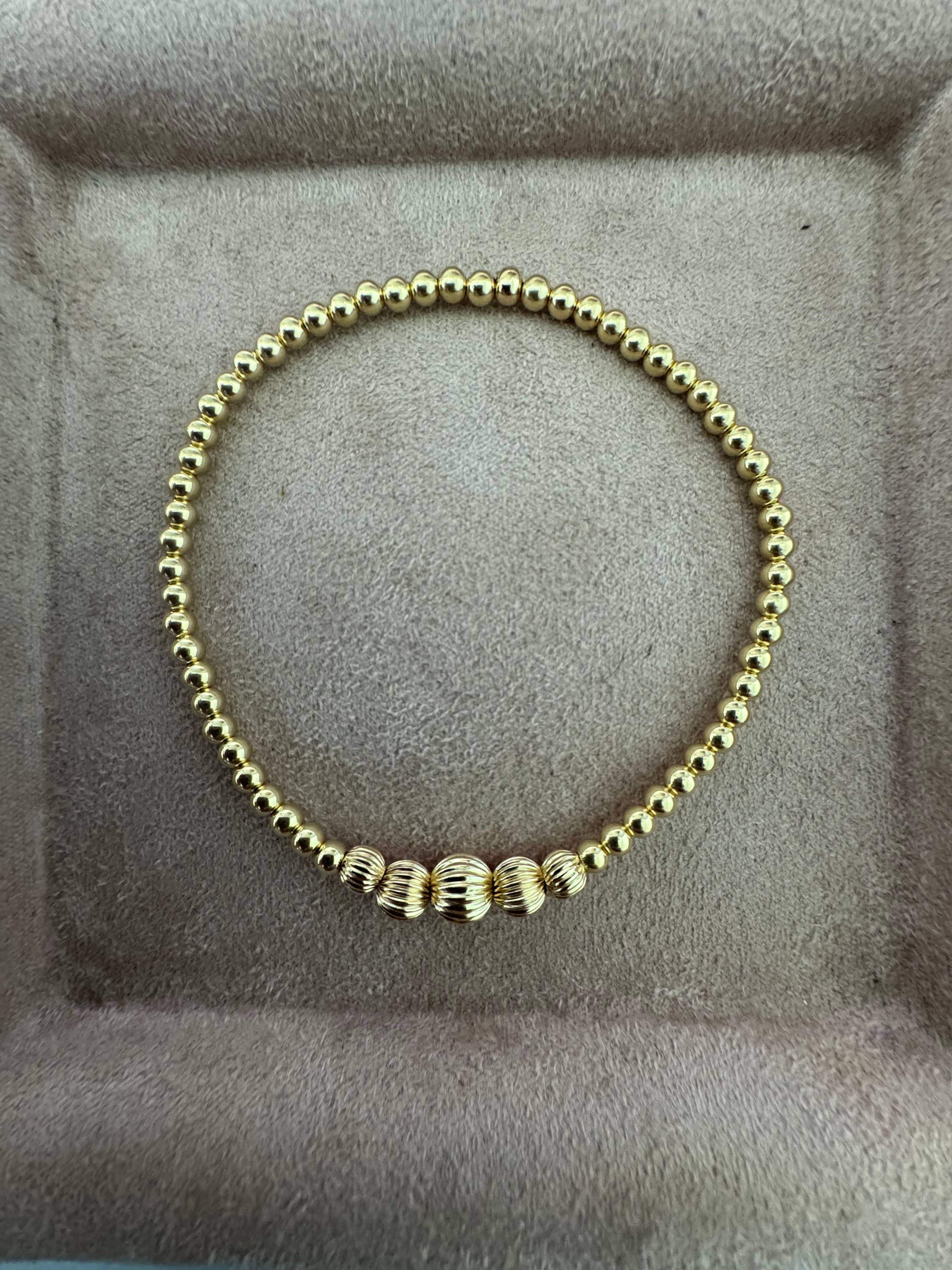 bara boheme - "VICTORIA" 14K Gold field Bracelet: Sterling Silver / Stretchy 6.5" - Image 3
