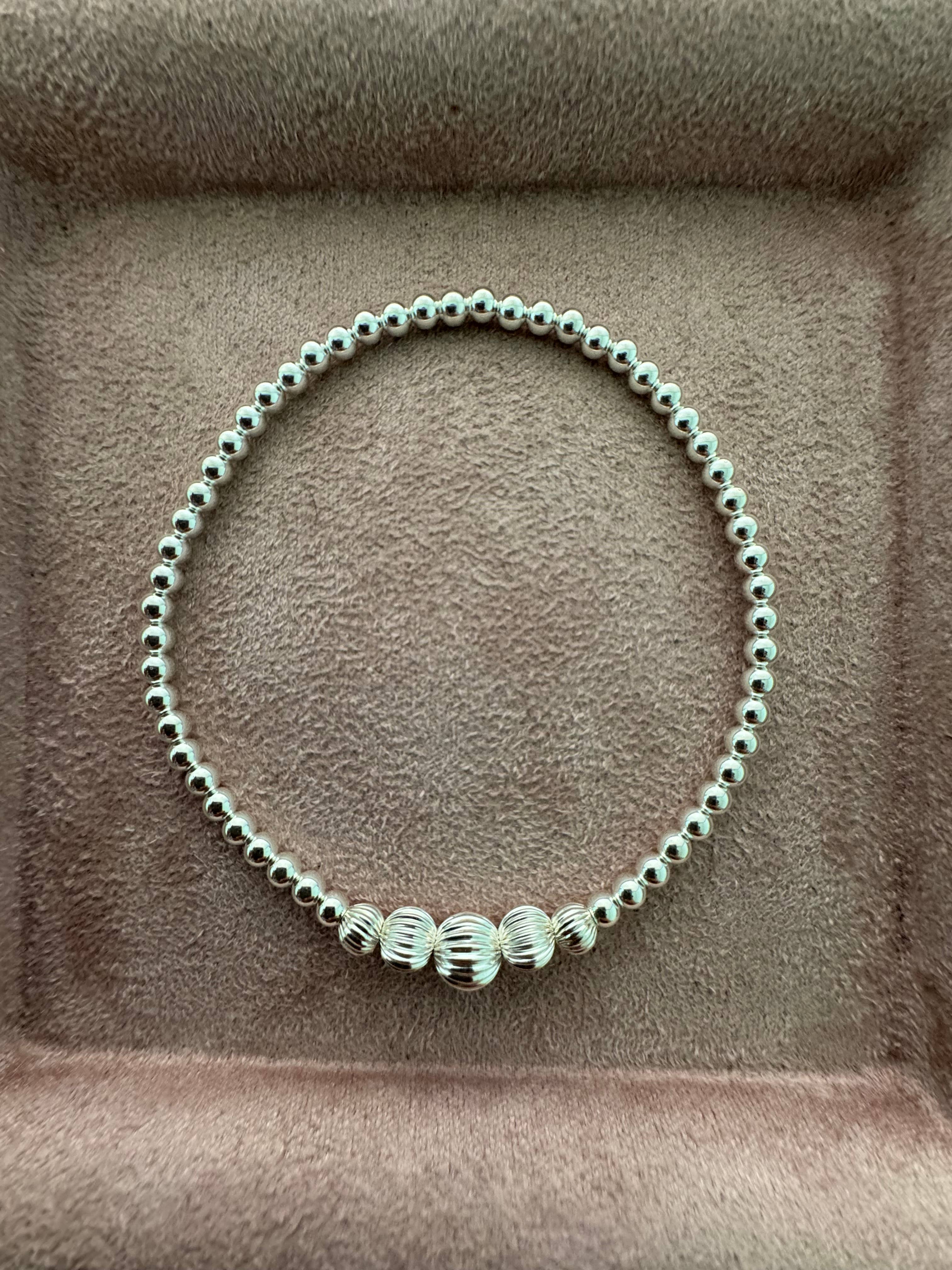 bara boheme - "VICTORIA" 14K Gold field Bracelet: Sterling Silver / Stretchy 6.5" - Image 4