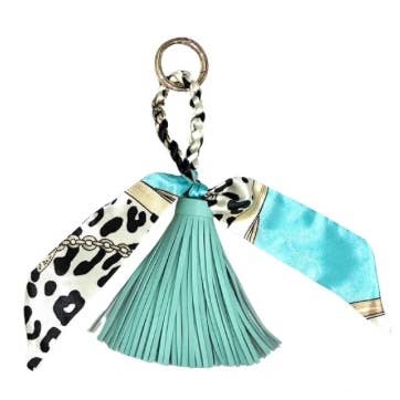 Be Clear Handbags - Amelia tassel bag charm: Tiffany blue