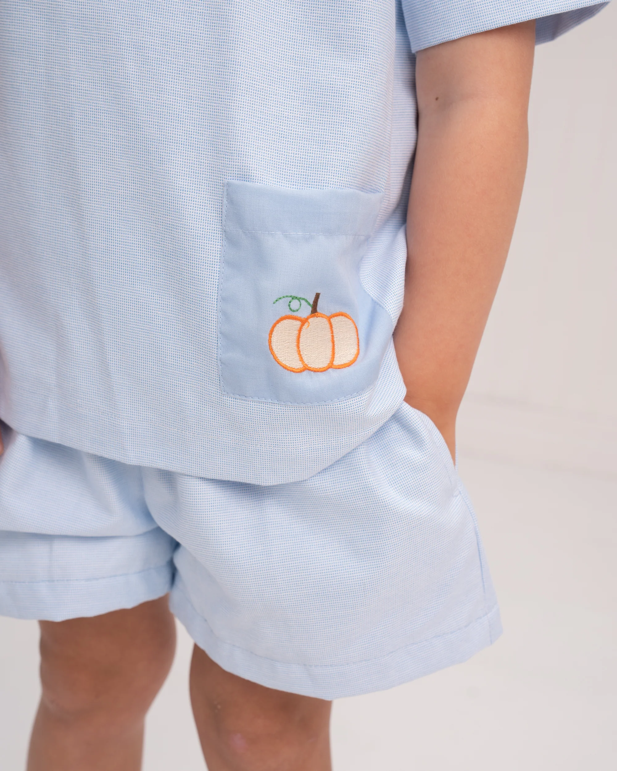 Benjamin Blue Pumpkin Applique Short Set - Image 3