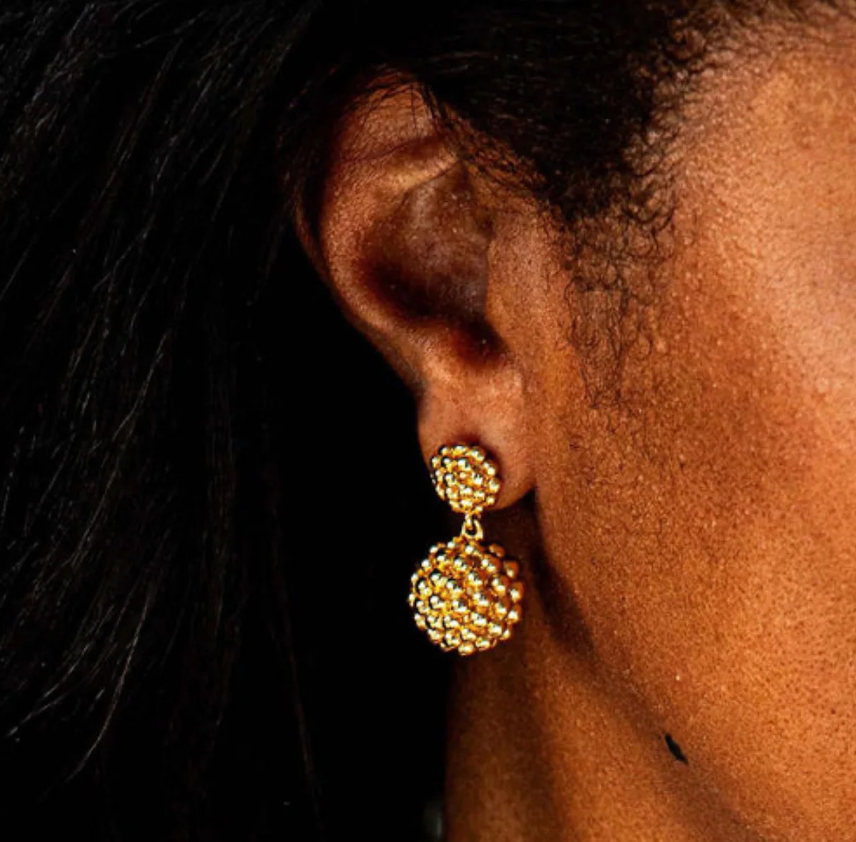 Berry Double Drops Earrings- Gold - Image 2
